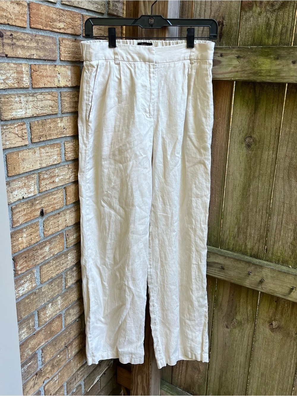 Quince Women's Cream Wide-Leg 100% Linen Pants